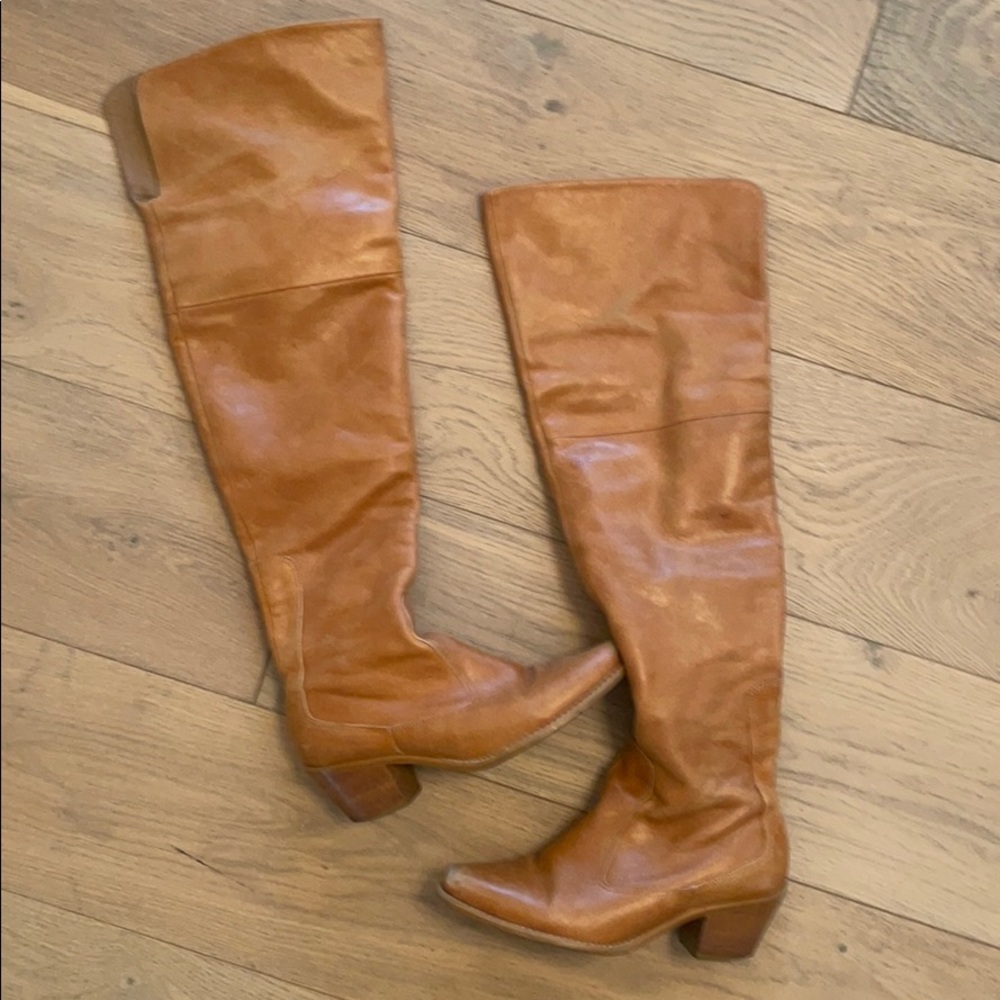 MATISSE brown leather over the knee boots